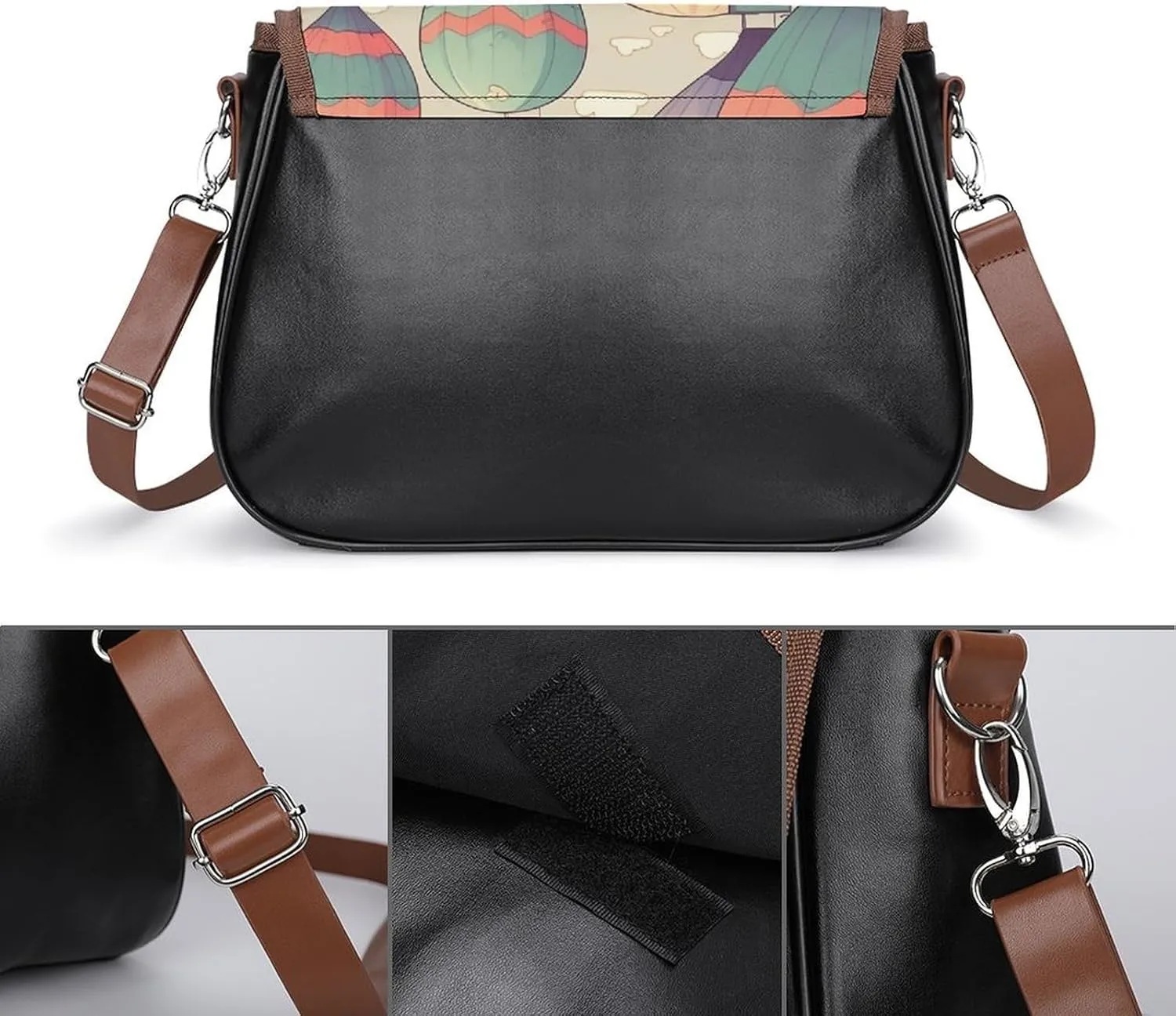 Novelty Boho Abstract Flowers Crossbody Bags for Women Travel Shoulder Bag Small Leather Cross Body Handbags