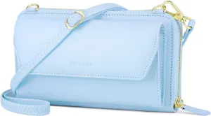 nuoku Womens RFID Wallet Purse Wristlet Crossbody Clutch with Zip Around 2 Strap