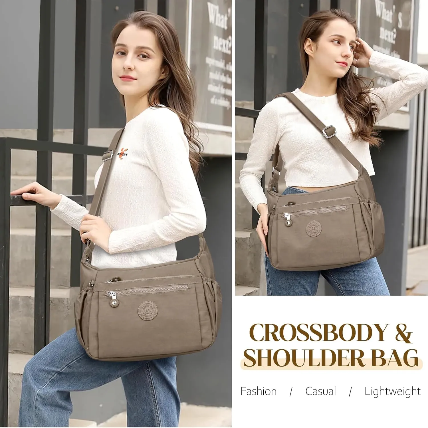 Nylon Crossbody Bags for Women Waterproof Lightweight Large Travel Purses Multi-Pocket Pocketbooks Shoulder Bag
