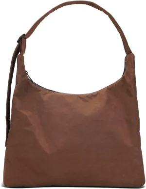 Nylon Shoulder Bag - Adjustable Quilted Strap, Structured Slouchy Design with Interior Zip Pocket