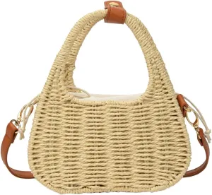 Obosoyo Straw Purses for Women 2024 Woven Handbags Handmade Straw Crossbody Beach Bag Square Boho Clutch Bag