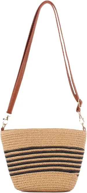 Obosoyo Summer Striped Straw Mini Bag Women 2025 Beach Resort Crossbody Purse Casual Versatile