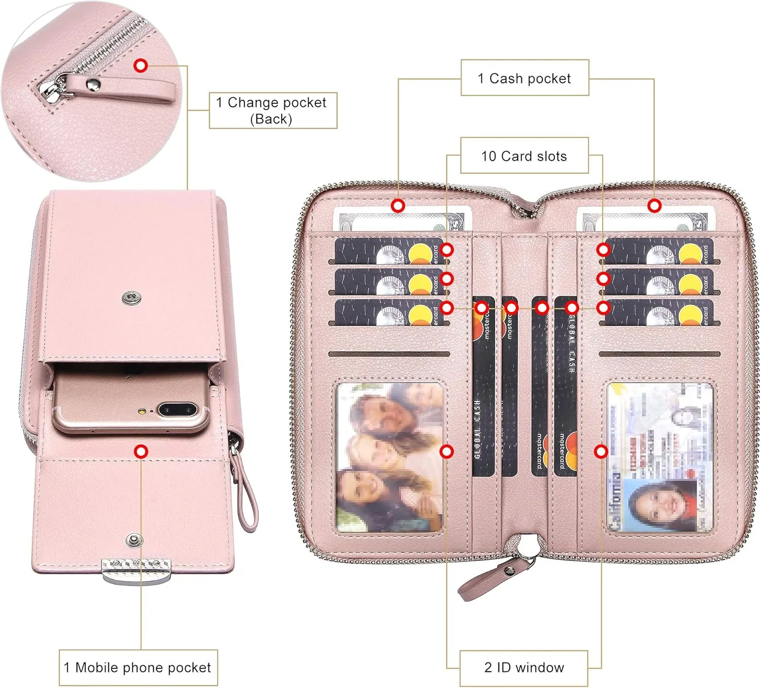 OIDERY Small Crossbody Phone Bags Cellphone Wallet Purse for Women with Credit Card Slots