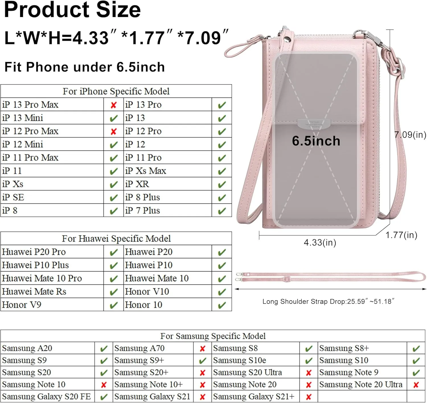 OIDERY Small Crossbody Phone Bags Cellphone Wallet Purse for Women with Credit Card Slots