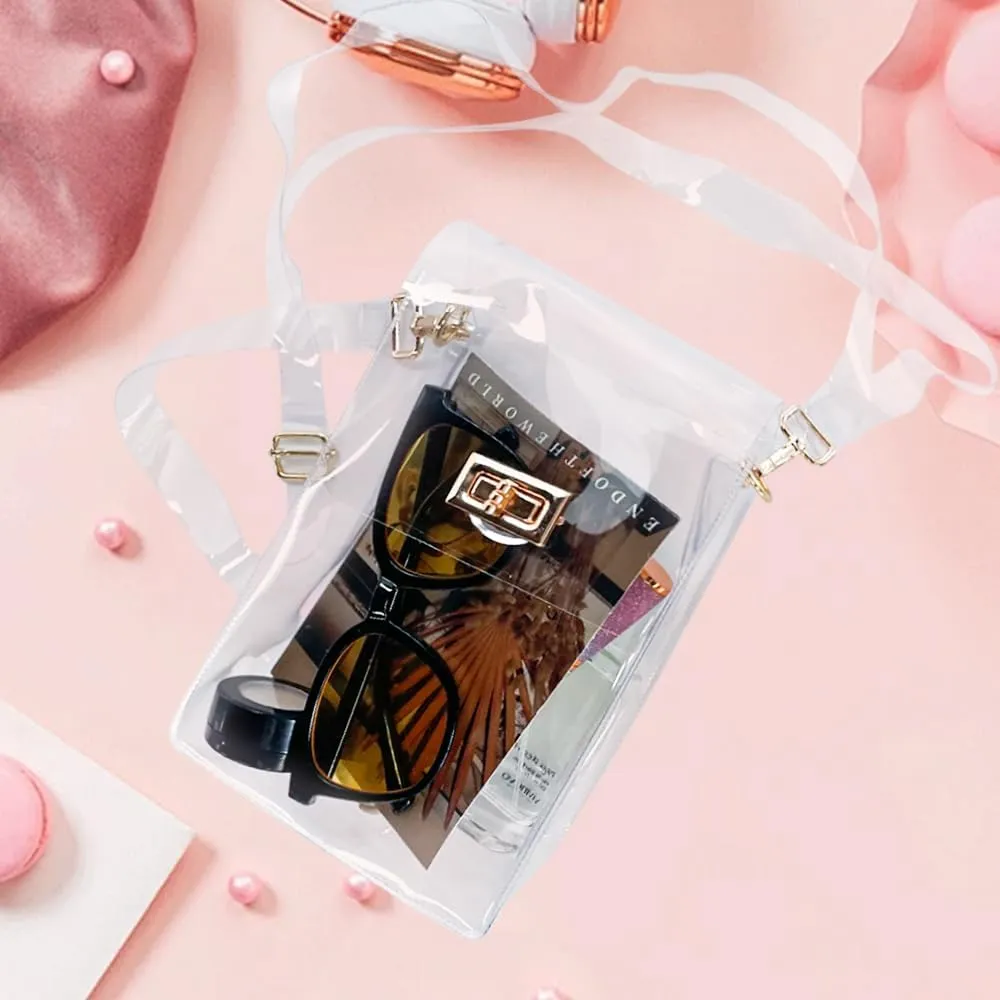 ONEART Clear Iridescent Shoulder Purse, Holographic Transparent Crossbody Bag See Through Fashion Women Bag
