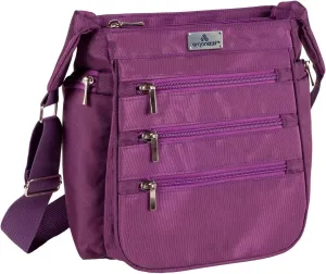 OrganiZZi TM Crossbody RFID Bag, Eggplant, One Size Fits All