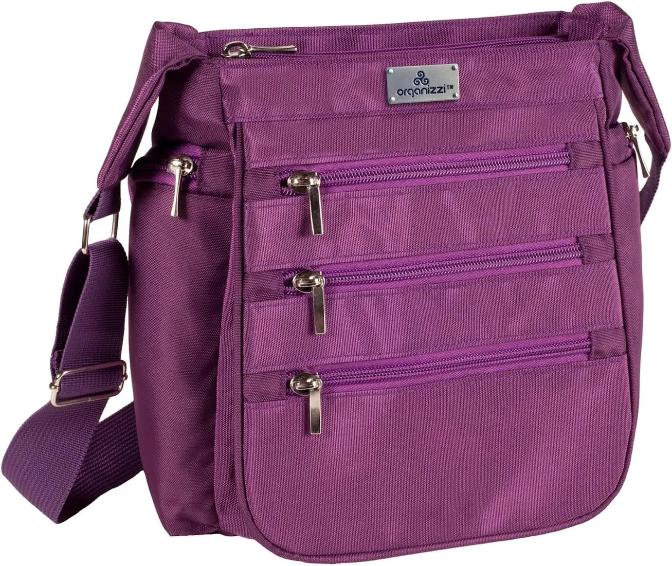 OrganiZZi TM Crossbody RFID Bag, Eggplant, One Size Fits All
