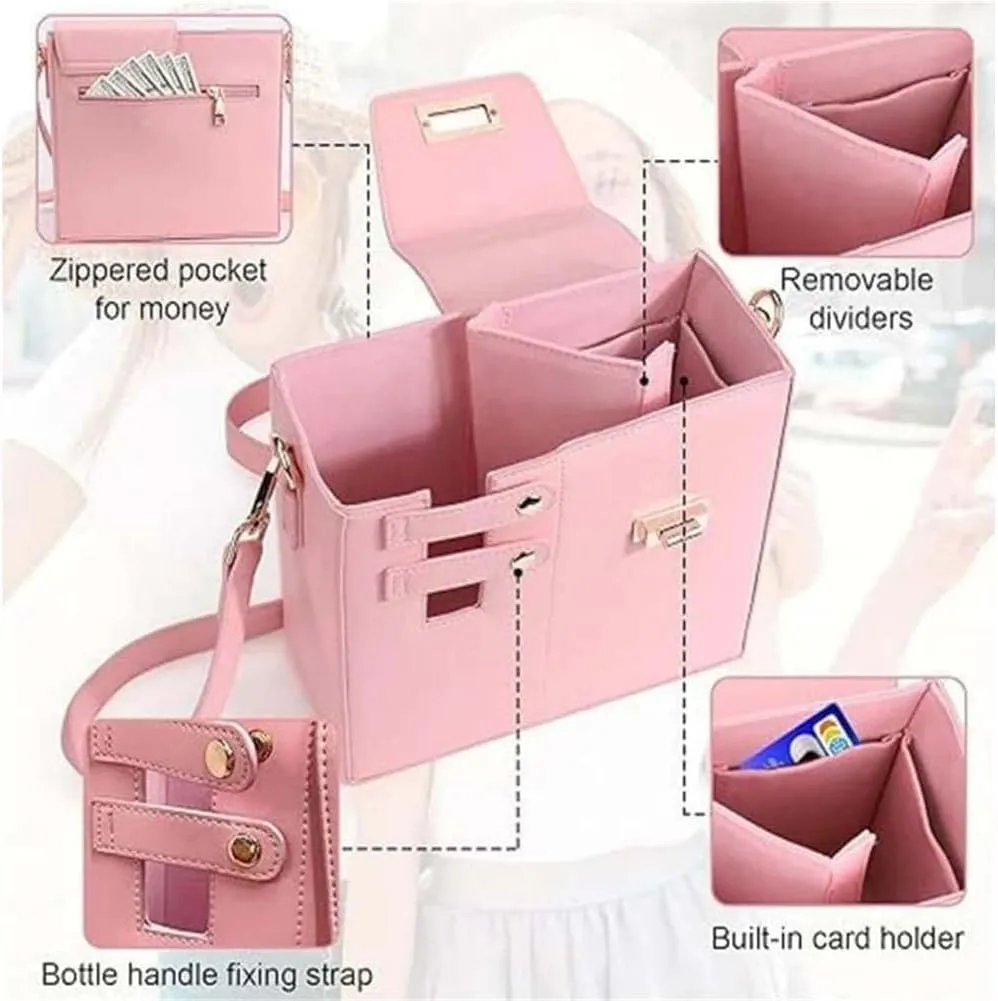 Outdoor Portable Crossbody Water Cup Storage Bag, Cup Holder Bag for Stanley Cup 40 Oz Tumbler, Water Bottle Holder Bag with 2 Adjustable Strap, Stanley Bag for Sports Hiking Travelling (Pink)