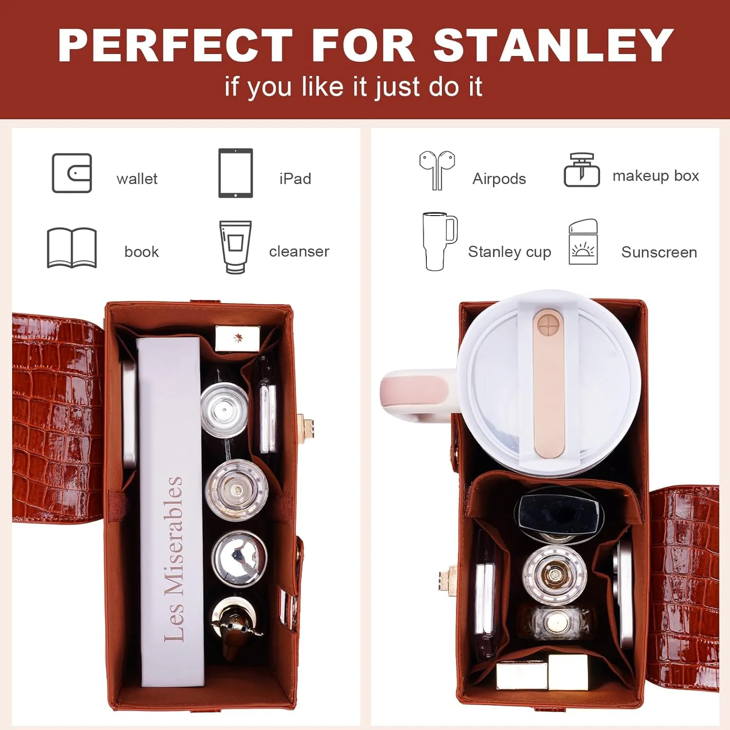 Outdoor Portable Crossbody Water Cup Storage Bag,Wear-Resistant Water Bottle Bag for Stanley 40 oz Tumble (brown(PU))
