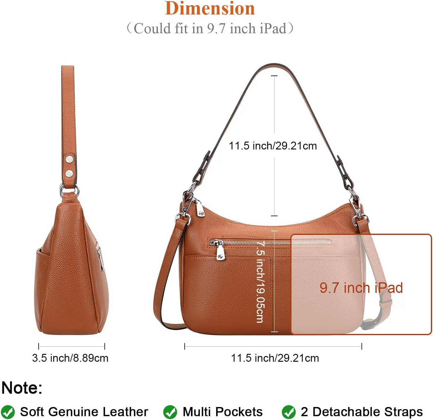 Over Earth Soft Leather Handbags for Women Crossbody Purses Multi Pockets Shoulder Bags Messenger Bag Medium