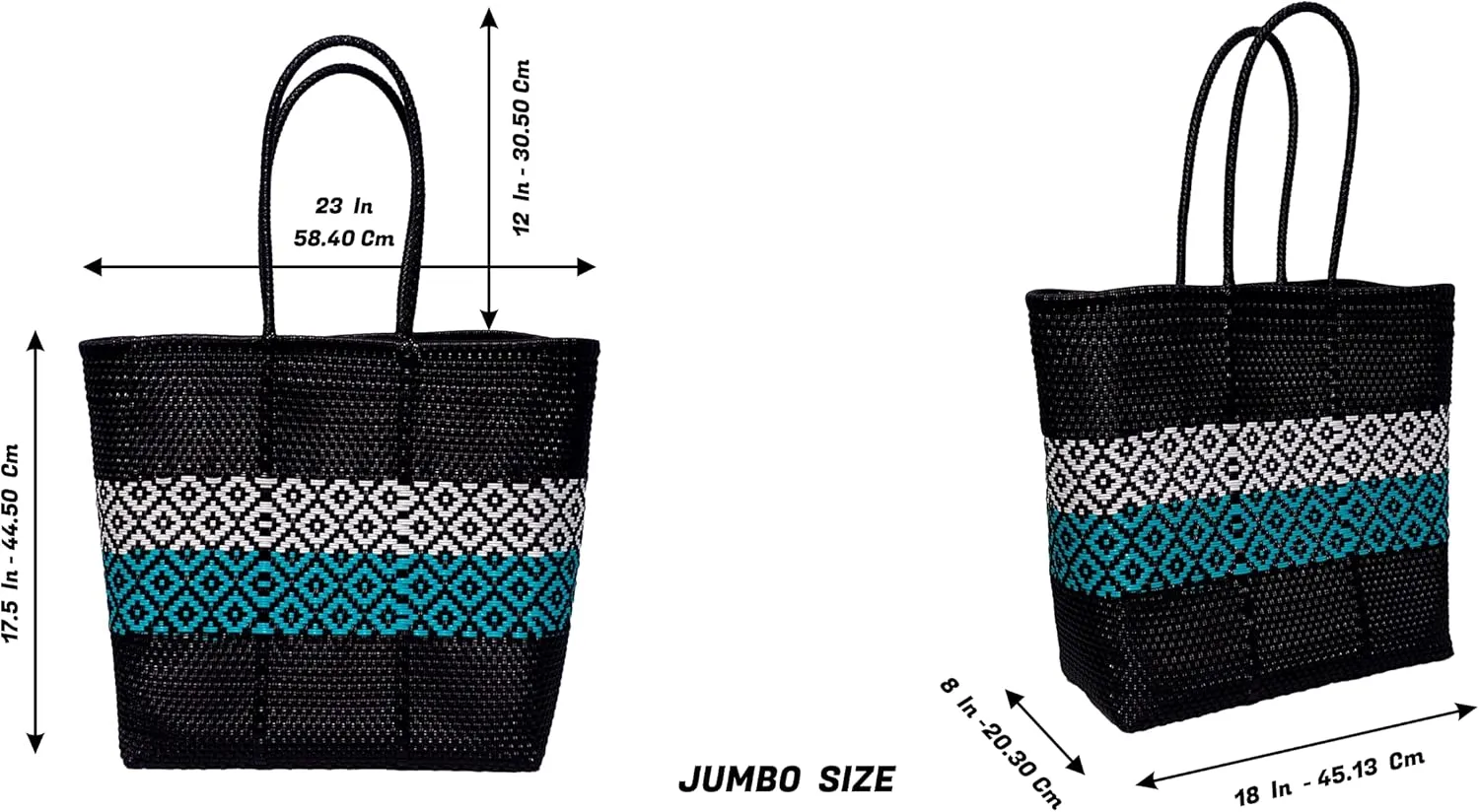 Oversized Plastic Large Handwoven Mexican Tote Beach Bag Water Resistant Ideal for Pool Vacation