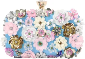 Oweisong 3D Flower Clutch Purses for Women Gold Formal Wedding Party Evening Bags Chain Floral Shoulder bag