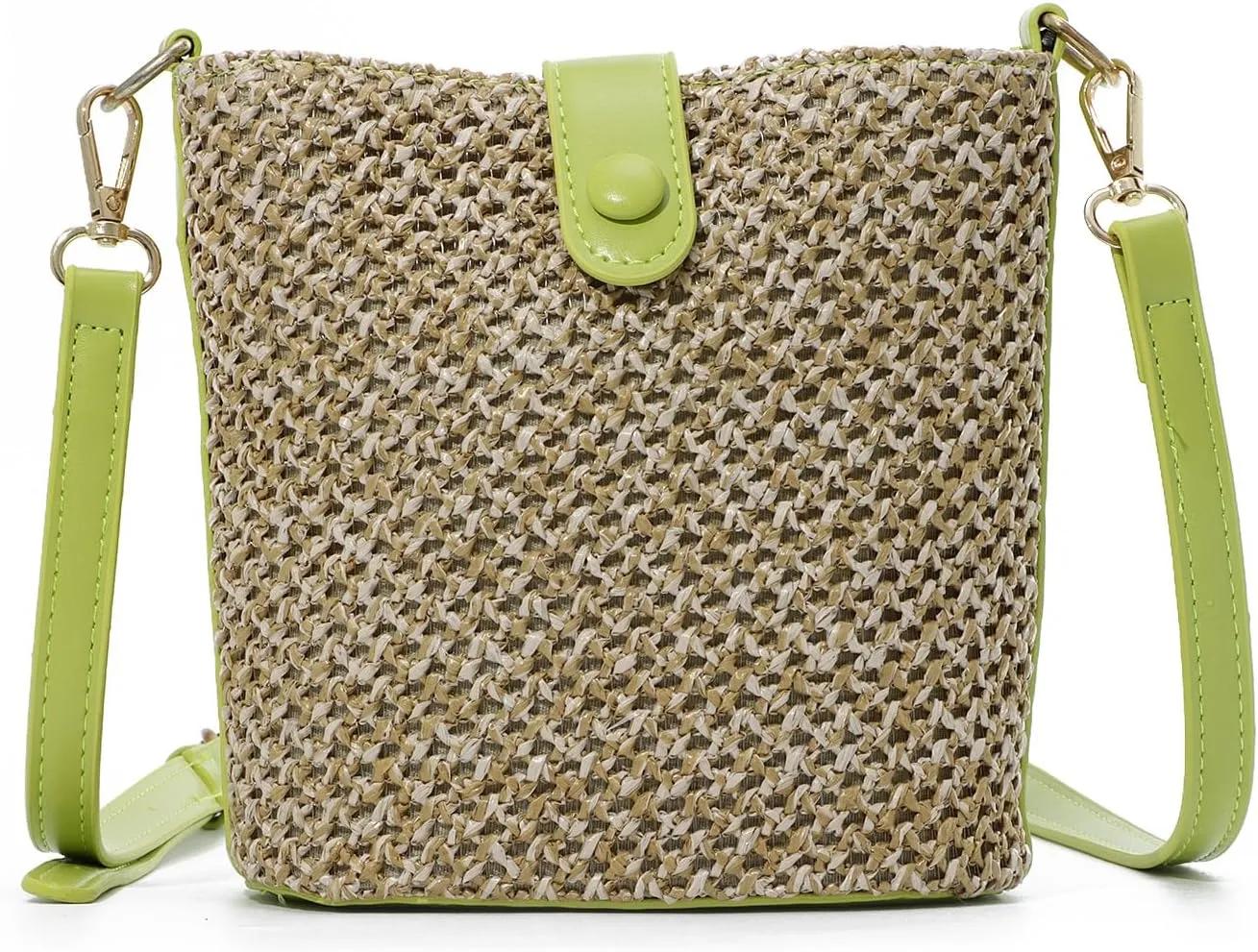 Oweisong Straw Crossbody Bags for Women Small Rattan Beach Purse and Handbags Summer Woven Bucket Shoulder Bag 2024