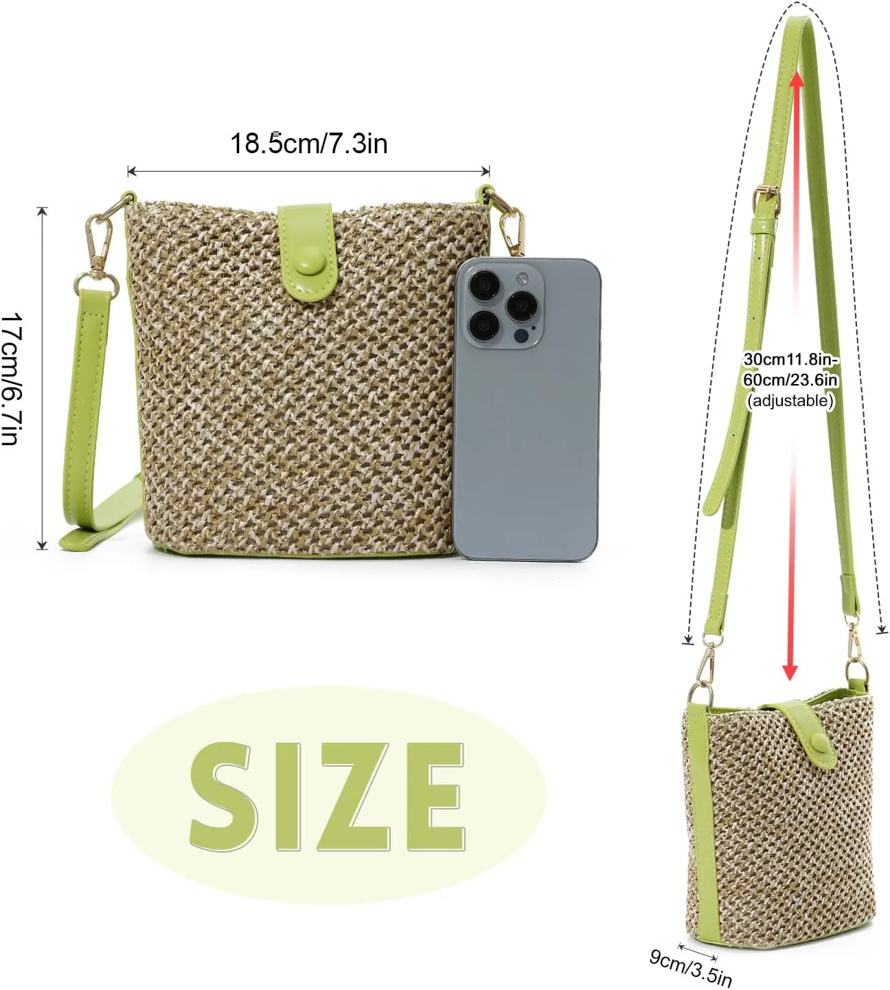 Oweisong Straw Crossbody Bags for Women Small Rattan Beach Purse and Handbags Summer Woven Bucket Shoulder Bag 2024