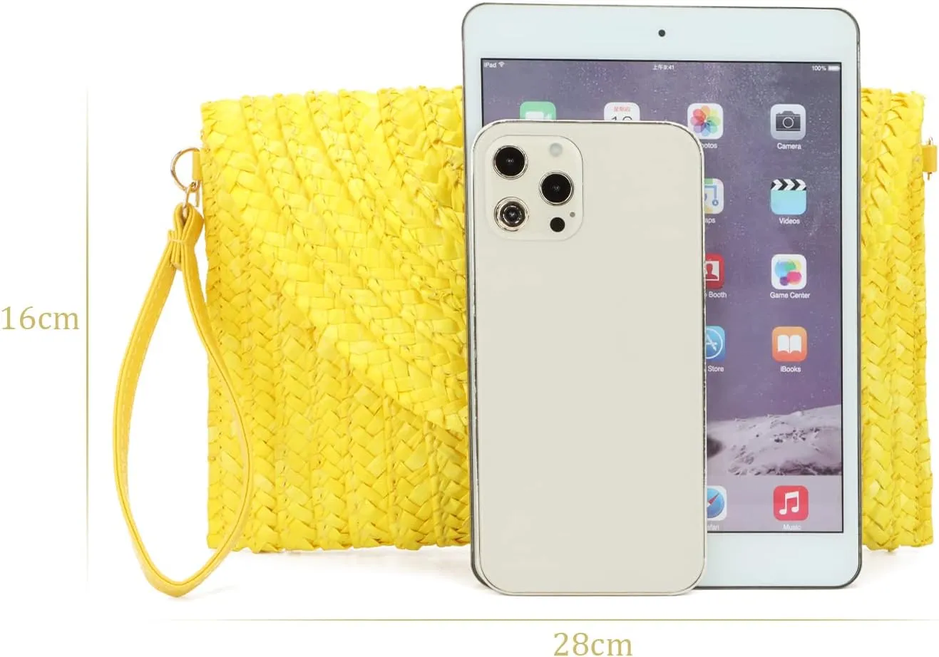 Oweisong Straw Purses for Women Summer Beach Straw s Clutch Purses Crossbody Bag Handmade Women Envelope Handbag Wallet