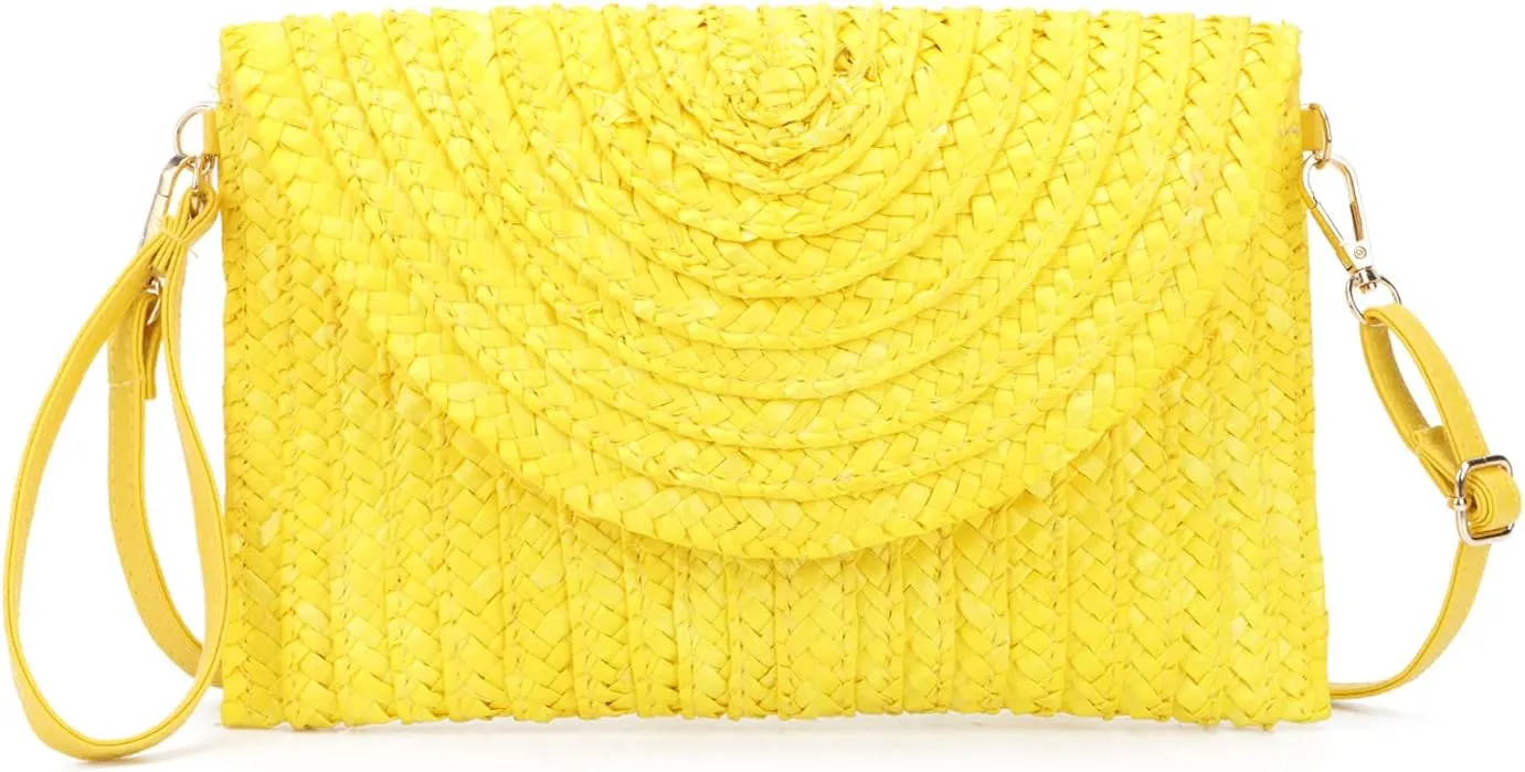 Oweisong Straw Purses for Women Summer Beach Straw s Clutch Purses Crossbody Bag Handmade Women Envelope Handbag Wallet