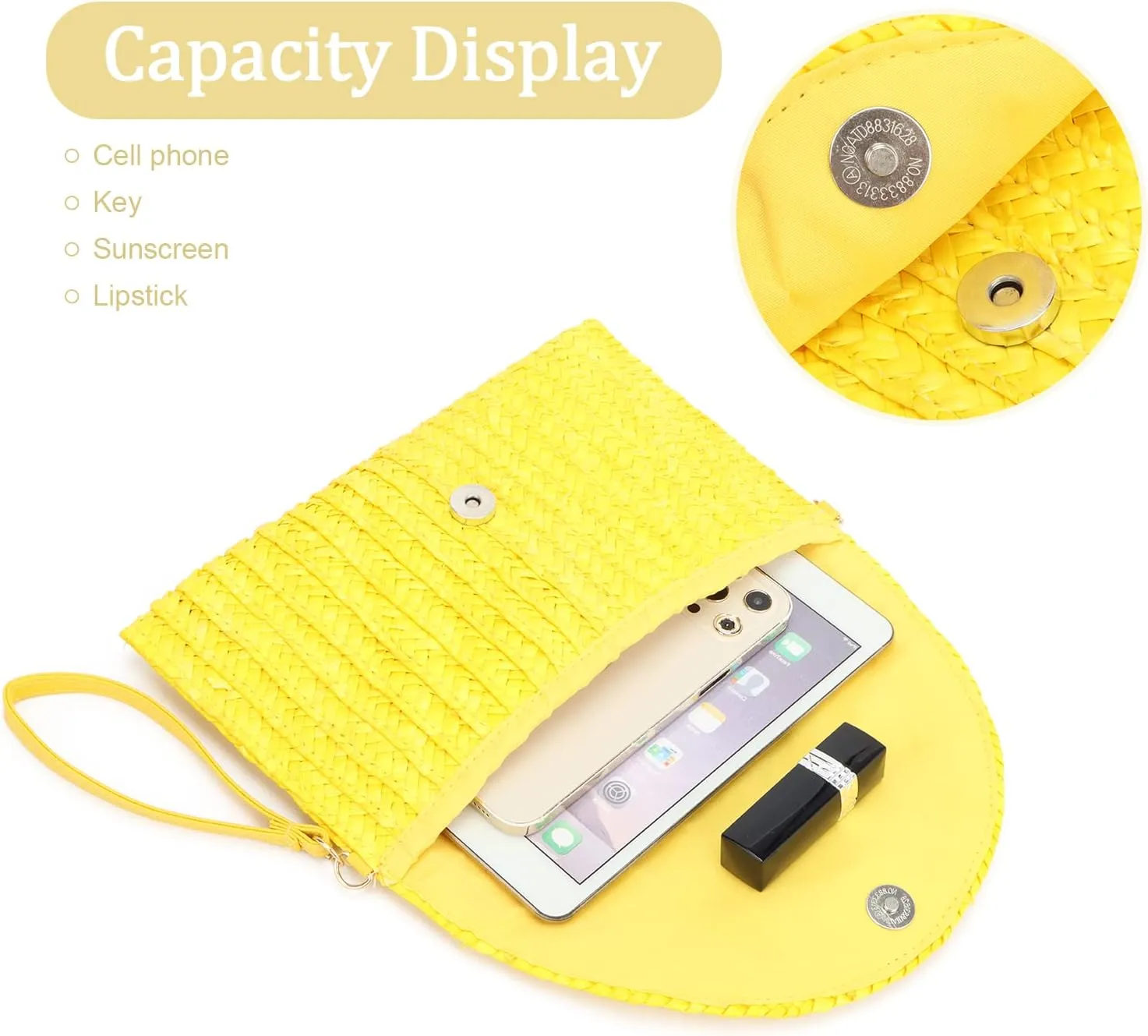 Oweisong Straw Purses for Women Summer Beach Straw s Clutch Purses Crossbody Bag Handmade Women Envelope Handbag Wallet