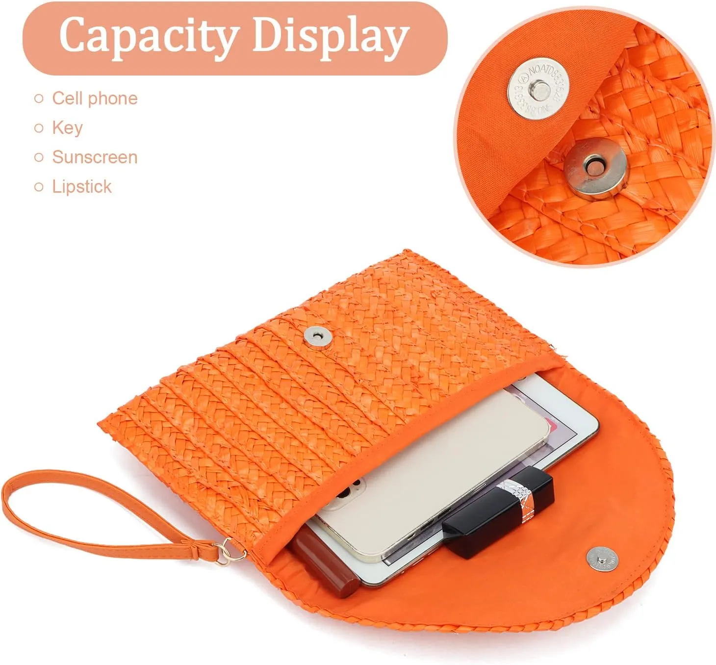 Oweisong Straw Purses for Women Summer Beach Straw s Clutch Purses Crossbody Bag Handmade Women Envelope Handbag Wallet