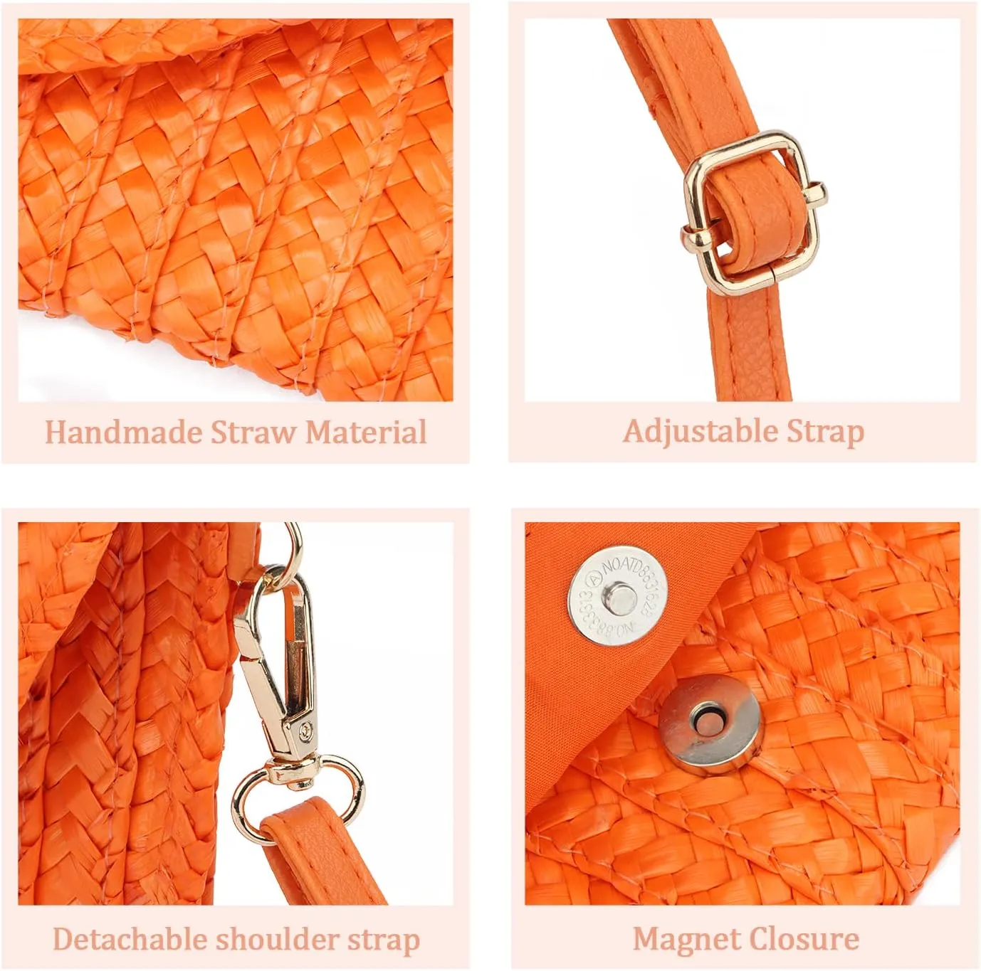 Oweisong Straw Purses for Women Summer Beach Straw s Clutch Purses Crossbody Bag Handmade Women Envelope Handbag Wallet