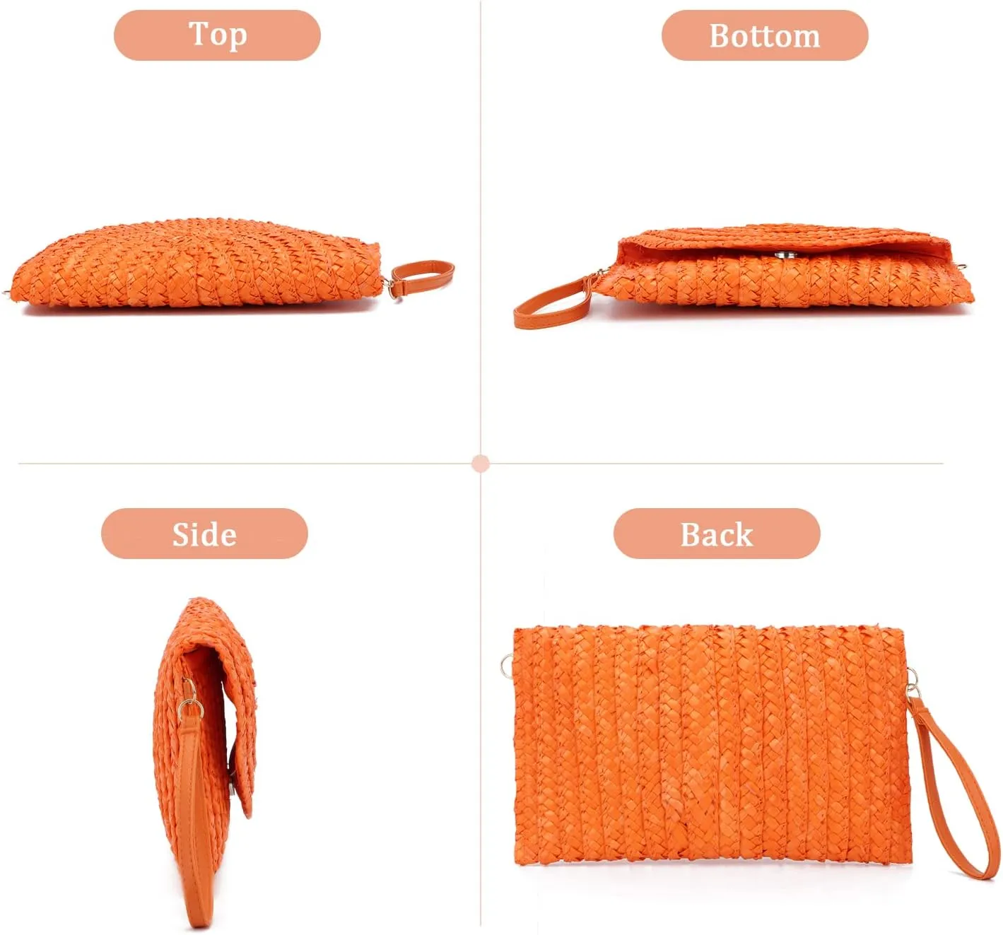 Oweisong Straw Purses for Women Summer Beach Straw s Clutch Purses Crossbody Bag Handmade Women Envelope Handbag Wallet