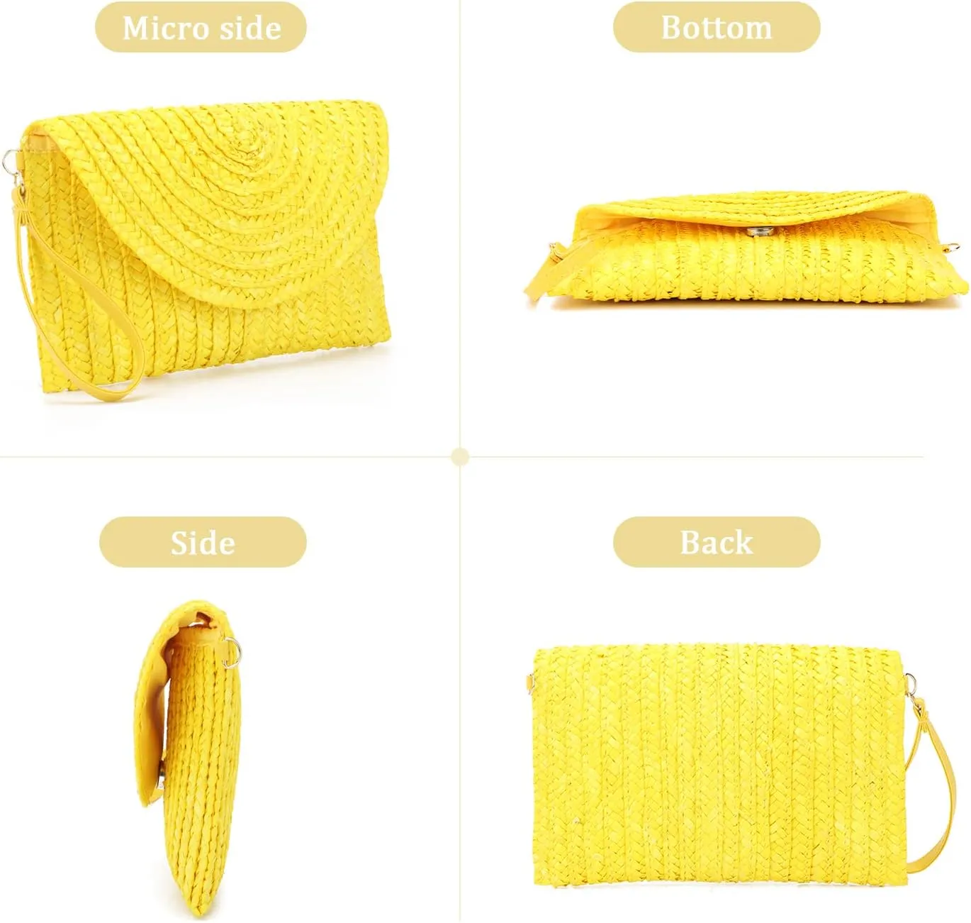 Oweisong Straw Purses for Women Summer Beach Straw s Clutch Purses Crossbody Bag Handmade Women Envelope Handbag Wallet