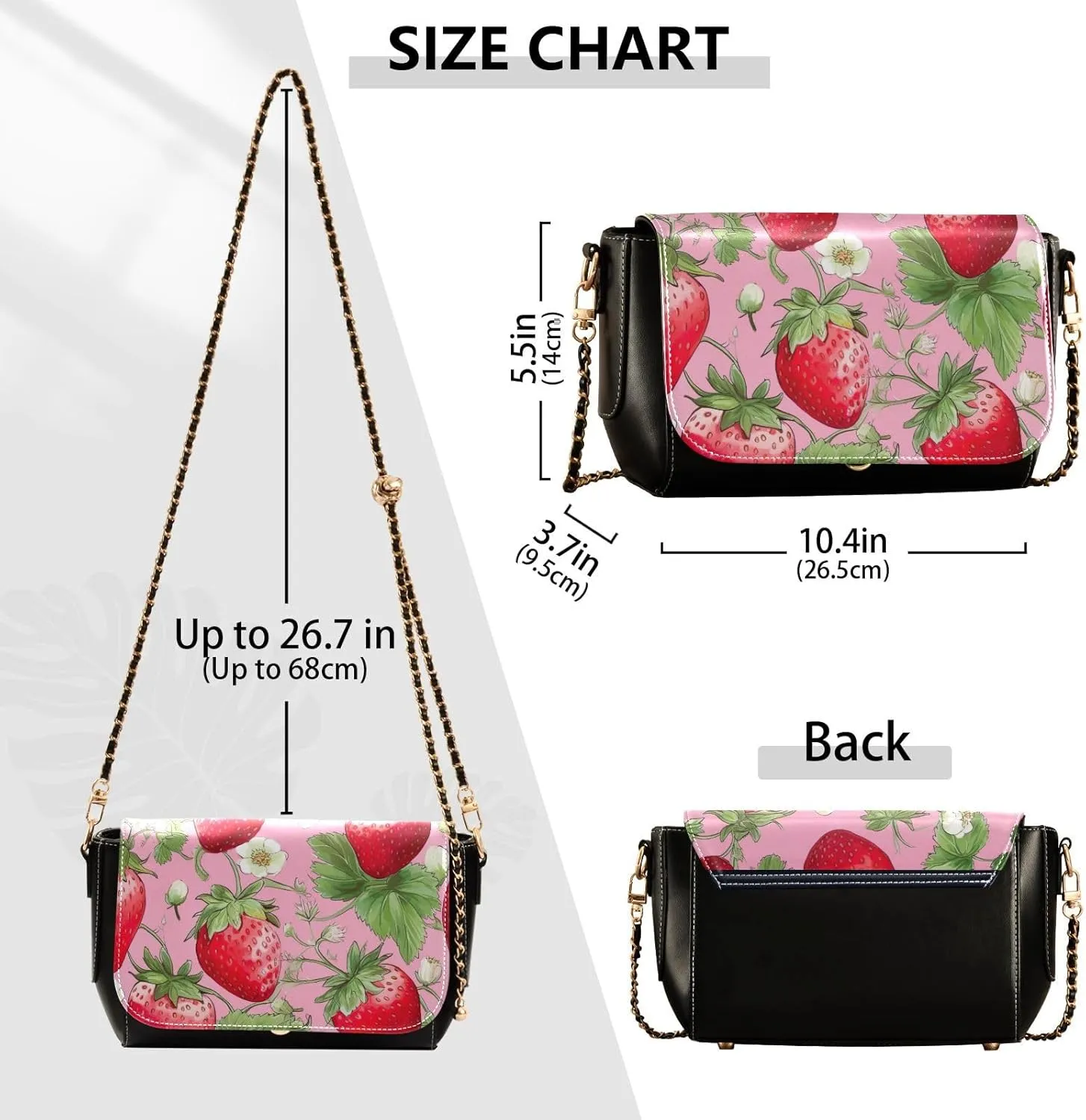 Painting Peaches Floral Crossbody Leather Purses for Women, Shoulder Bags with Compartments, Leather Ladies Crossbody Bags