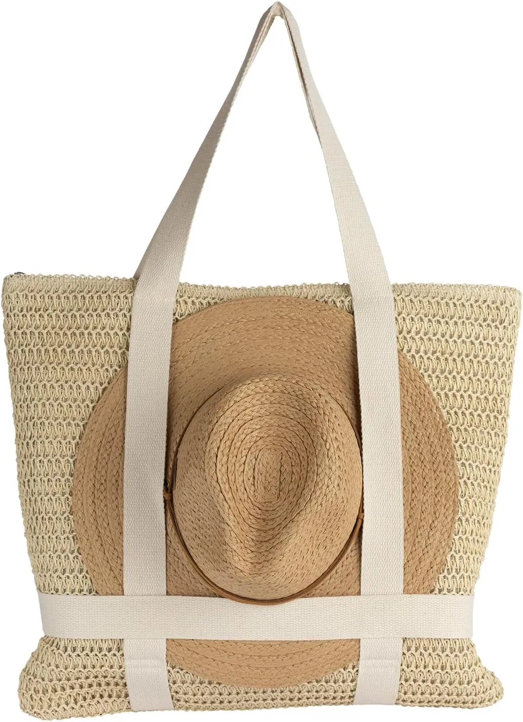 Panama Jack Women's Hat Carrying Toyo Straw Large Beach Tote Bag