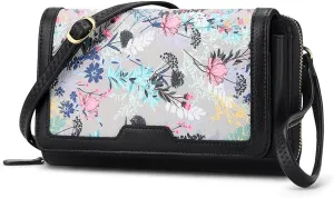 Peacocktion Crossbody Wristlet Wallets for Women RFID Vegan Leather Cross Body Cell Phone Purses with Zipper