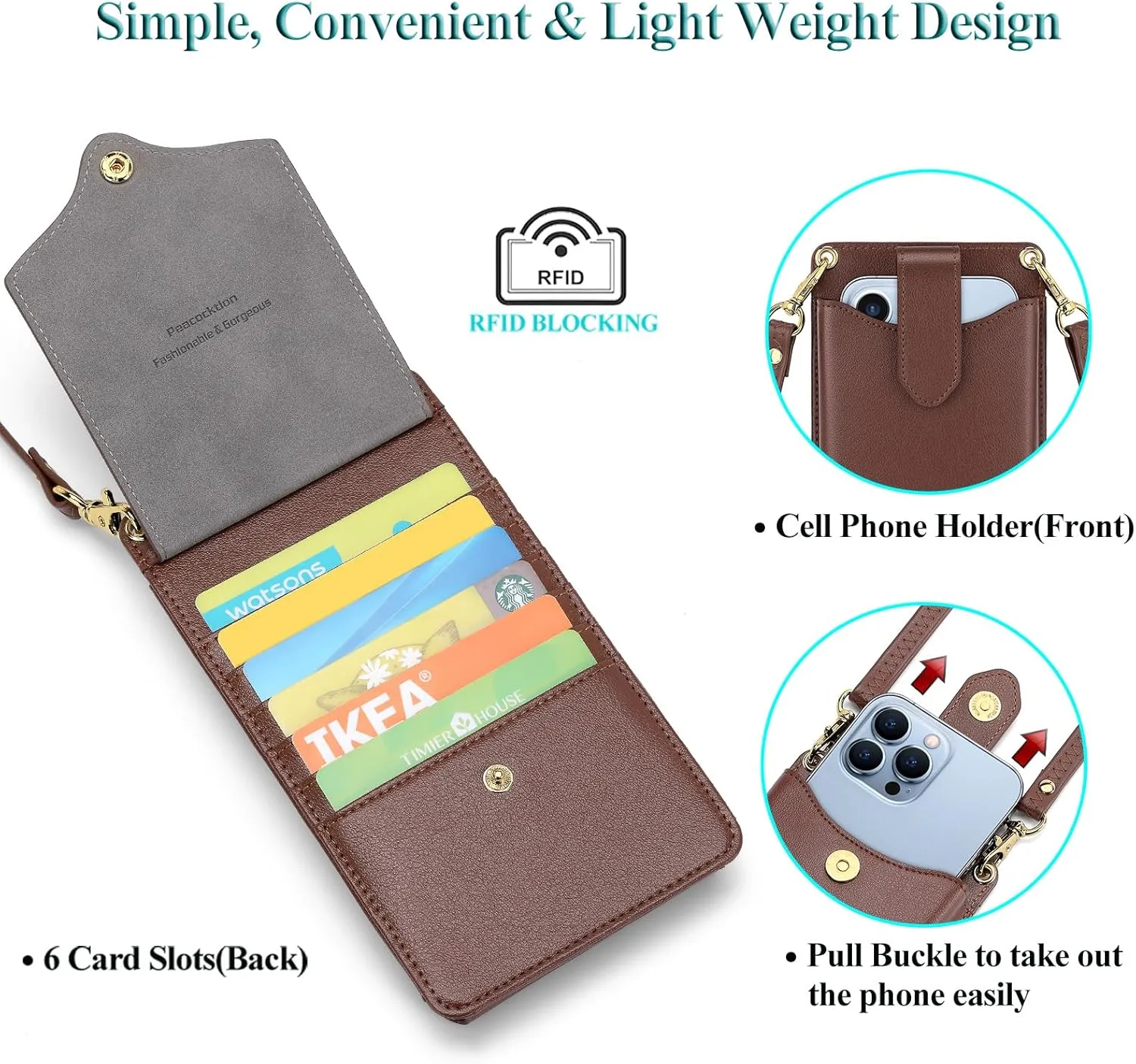 Peacocktion Small Crossbody Cell Phone Purse for Women Travel Lightweight Mini Small Bags for Women with Card Slots