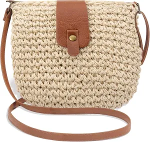 Peicees Straw Crossbody Bag Purse Womens Boho Clutch Purse Bohemian Beach Shoulder Bag For Summer Vacation Travel Sling Bag