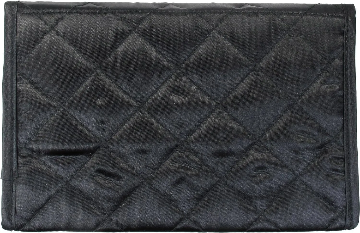 Personalized & Monogrammed Letter B in Rhinestone Crystals Travel Portable Purse Size Makeup Case Cosmetic Bag with Mirror, Quilted Satin Black