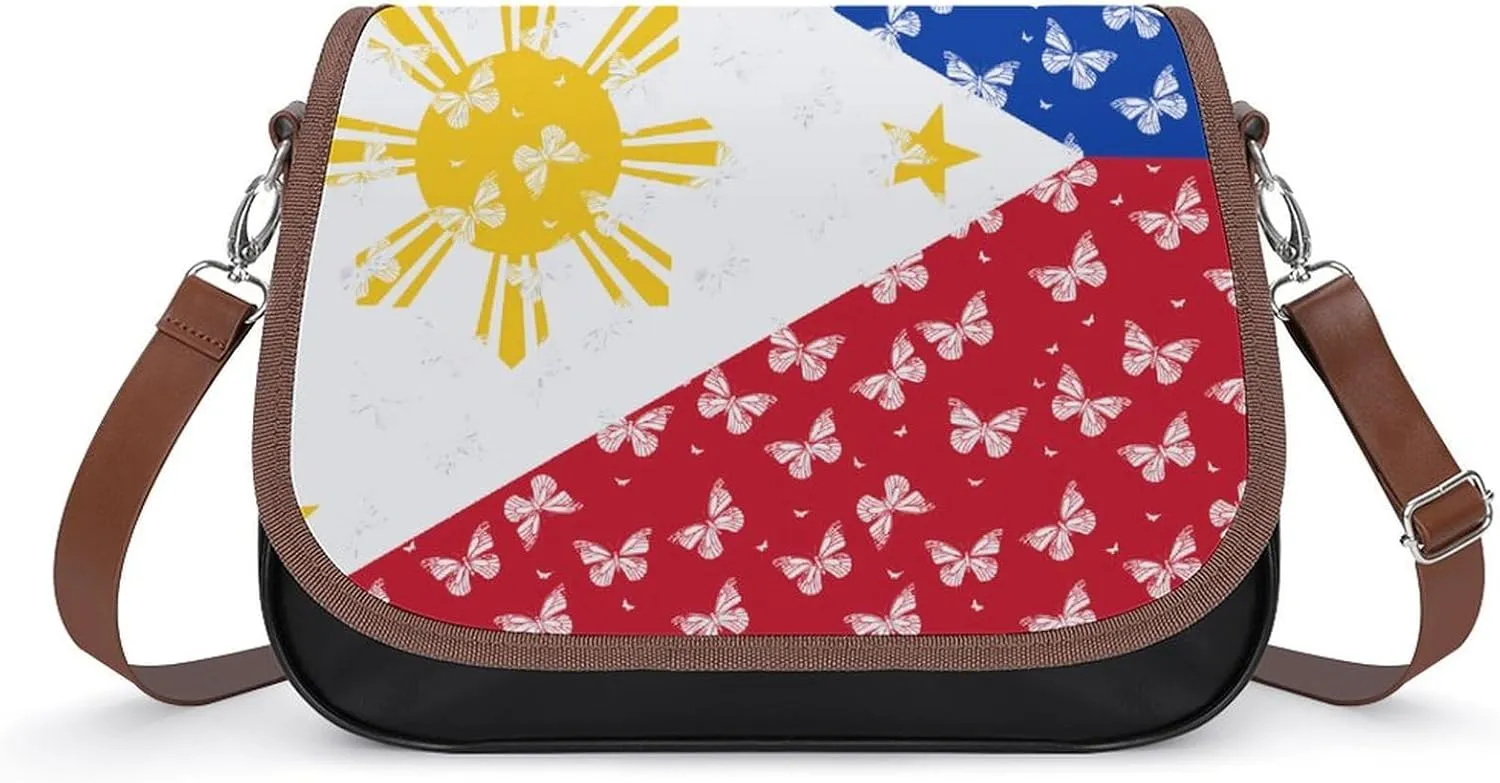 Philippines Flag Crossbody Purses for Women PU Leather Shoulder Bag Handbag Clucth