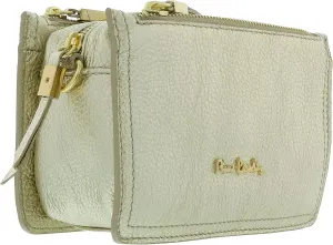 Pierre Cardin Gold Leather Small Structured Square Crossbody Bag for womens