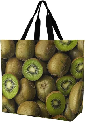 Pile of Kiwis Beach Bag Reusable Tote Bag Foldable Grocery Bags Women Shopping Bags for Daily Essentials