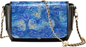 Pink Flowers PU Leather Shoulder Bag Black Women Crossbody Bag Purses Clutch Handbags with Chain Strap