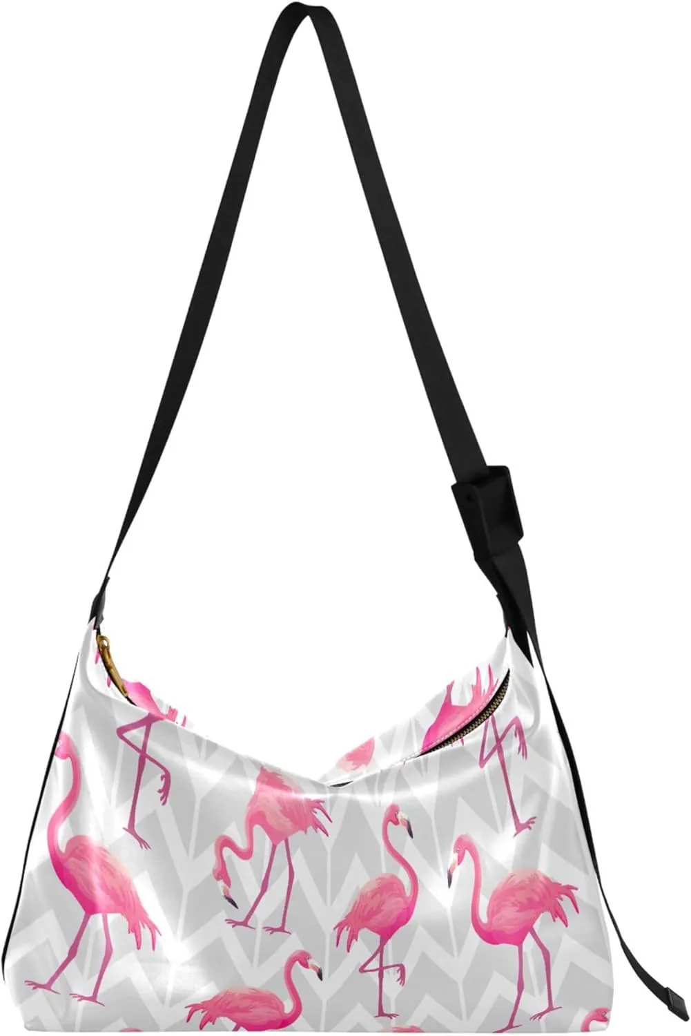 Pink Grey Tropical Flamingo Hobo Leather Bags for Women Leather Purse Men Luxury Animal Print Crossbody Hobo Bags
