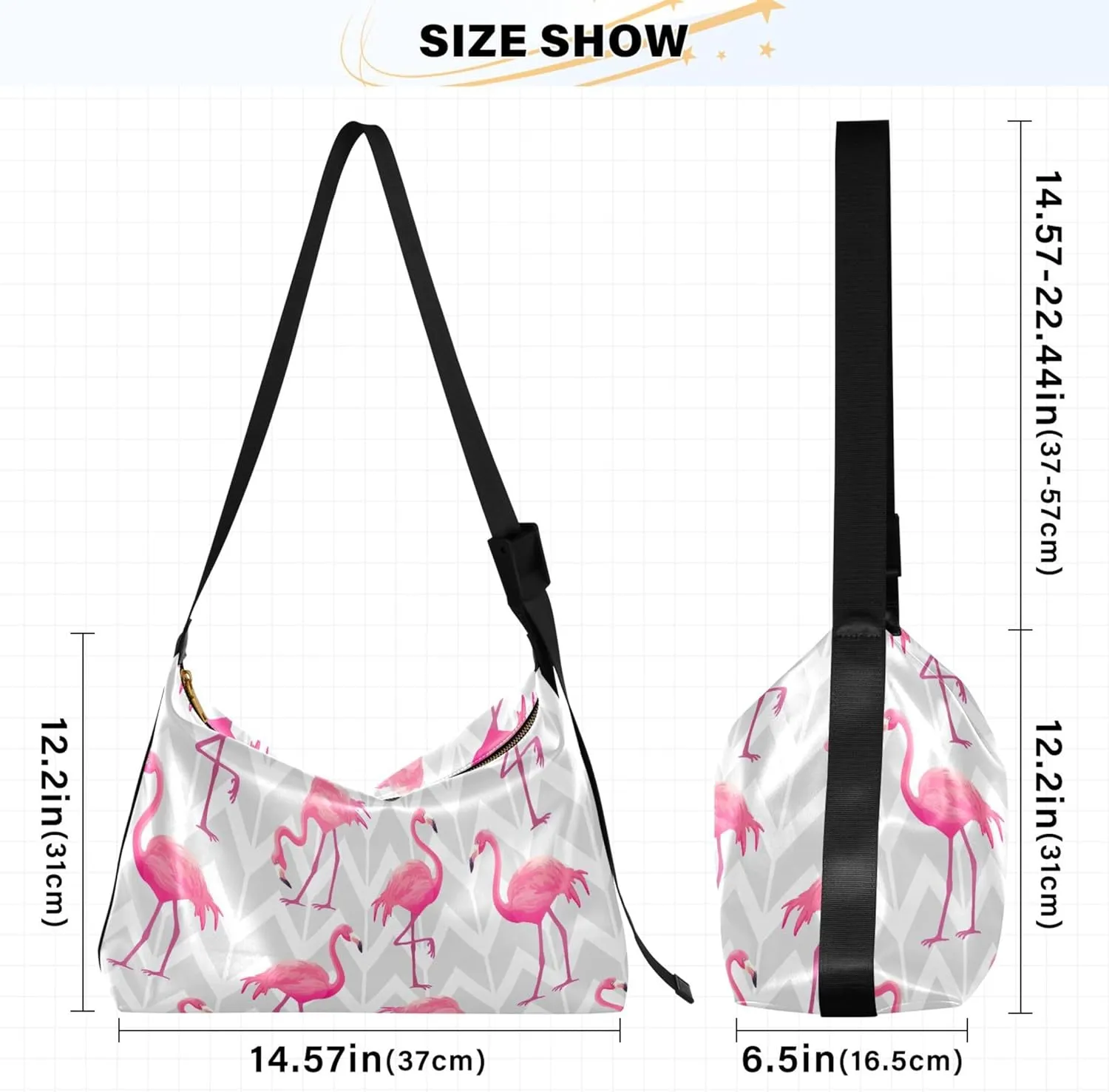 Pink Grey Tropical Flamingo Hobo Leather Bags for Women Leather Purse Men Luxury Animal Print Crossbody Hobo Bags