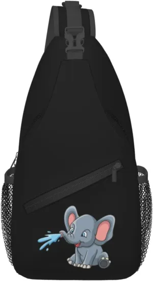 Play Water Cartoon Elephant Crossbody Bags For Women Men Chest Backpack Gym Shoulder Bag Travel Outdoor Sports Casual Crossbody Bags