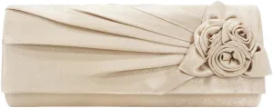 Pleated Satin Floral Evening Purse for Women Chic Soft Handbag Fit for Wedding Dress Ball Gown Formal Dress