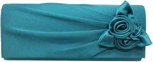 Pleated Satin Floral Evening Purse for Women Chic Soft Handbag Fit for Wedding Dress Ball Gown Formal Dress