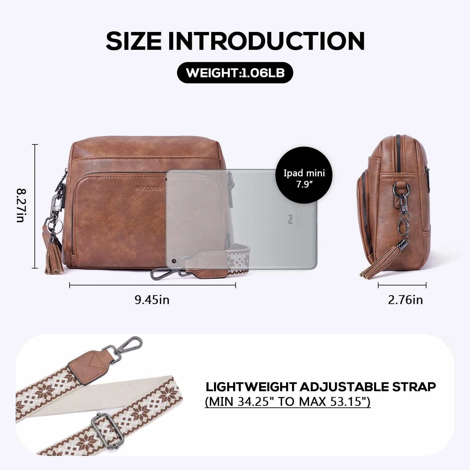 POIUGOYA Crossbody Purses for Women Trendy,Vegan Leather Medium Crossbody Bag,Women's Crossbody Travel Purse Built in Wallet