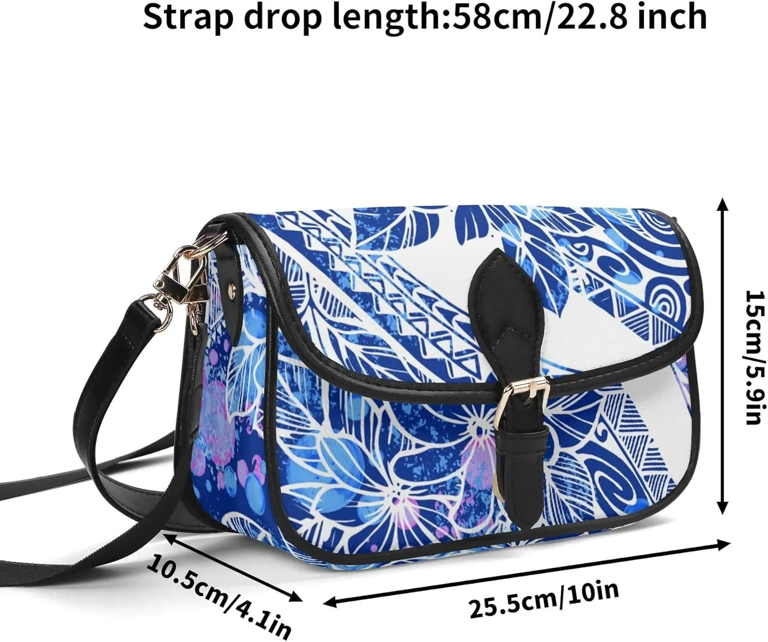 Polynesian Custom Women'S Crossbody Small Square Bag Samoa Hawaiian Tribal Design Floral Print Custom Crossbody Bag