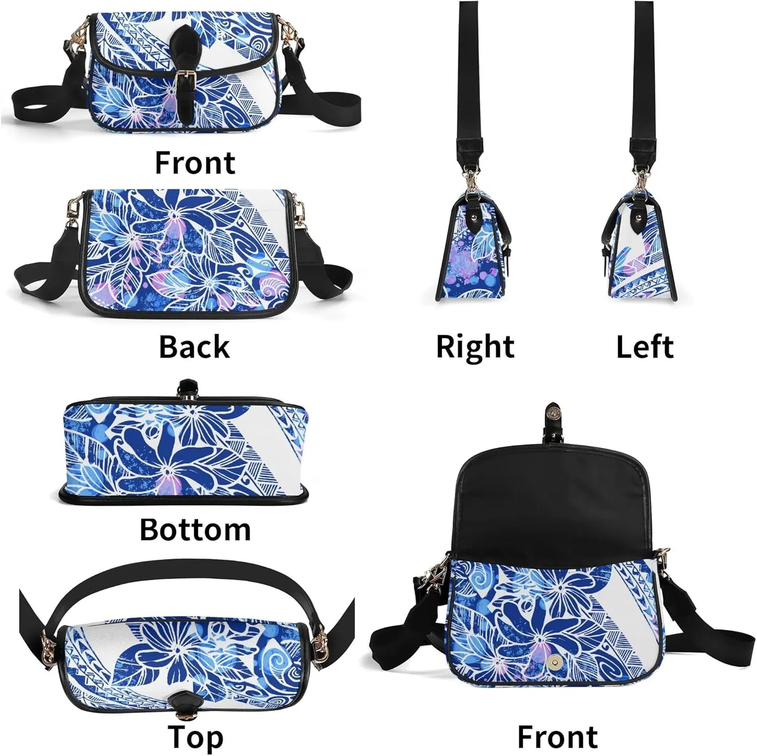 Polynesian Custom Women'S Crossbody Small Square Bag Samoa Hawaiian Tribal Design Floral Print Custom Crossbody Bag