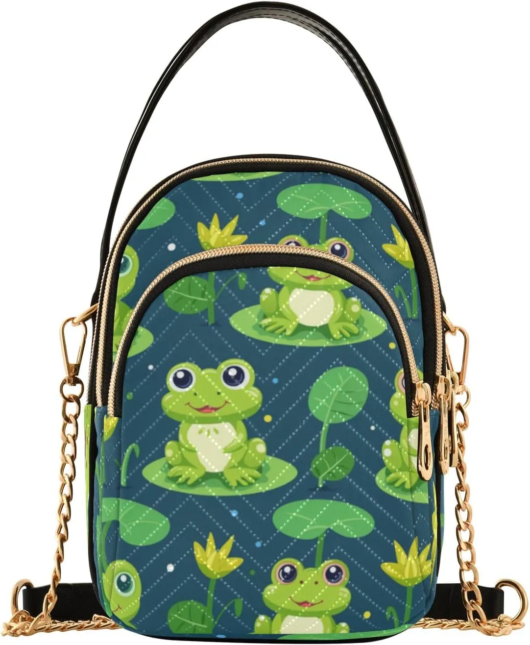 Pond Frog Crossbody Handbags for Women Casual Leather Shoulder Phone Purse