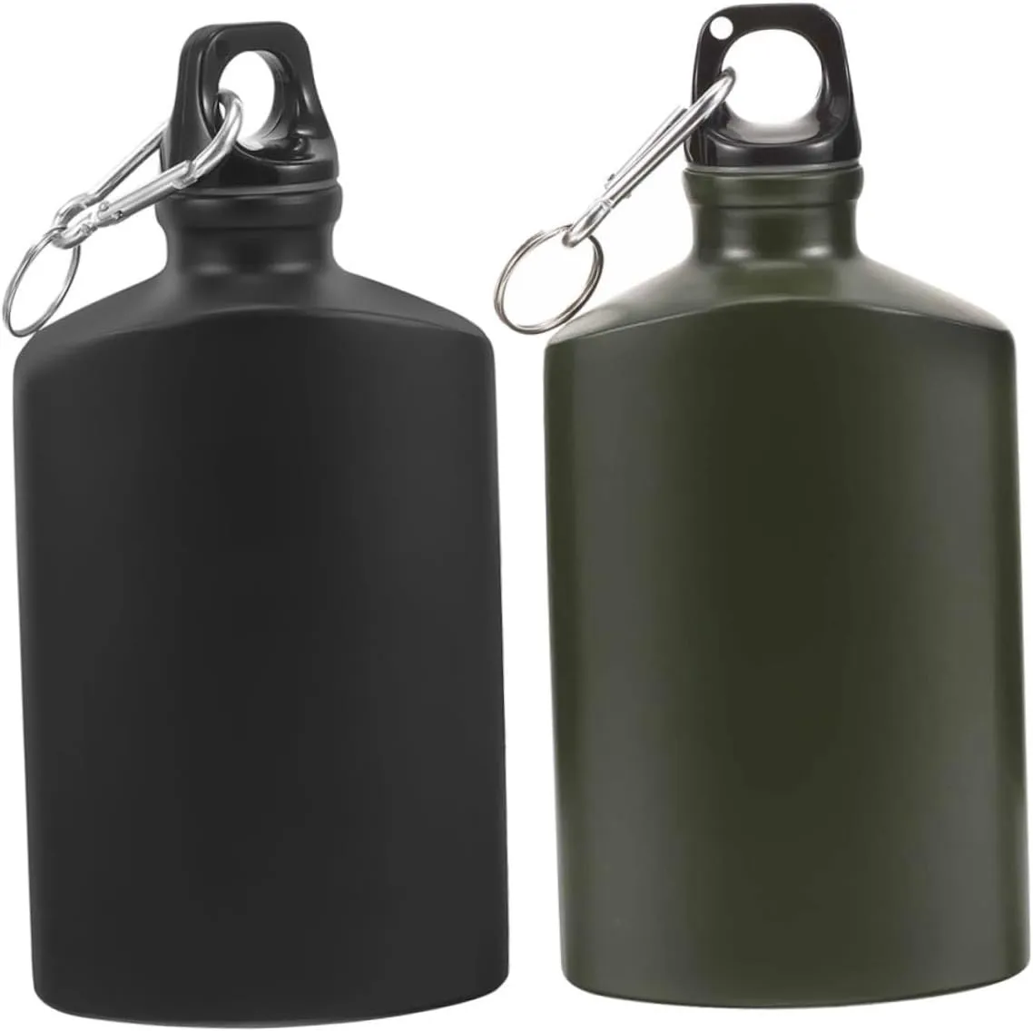 POPETPOP 2pcs Portable Flat Aluminum Alloy Water Jug with Hook Leakproof Camping Canteen for Outdoor Hiking Storage Container for Quick Hydration and Space Saving