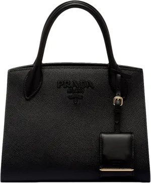 Prada Saffiano Leather Tote Bag, Top Handle, Crossbody, Black