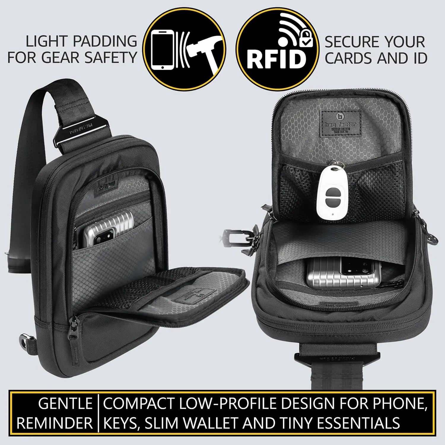Premium Discreet Tactical CCW Sling Bag - Concealed Carry Crossbody Chest Pack EDC (Black, Large)