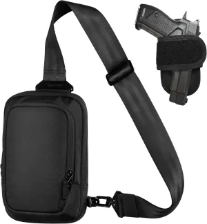 Premium Discreet Tactical CCW Sling Bag - Concealed Carry Crossbody Chest Pack EDC (Black, Large)