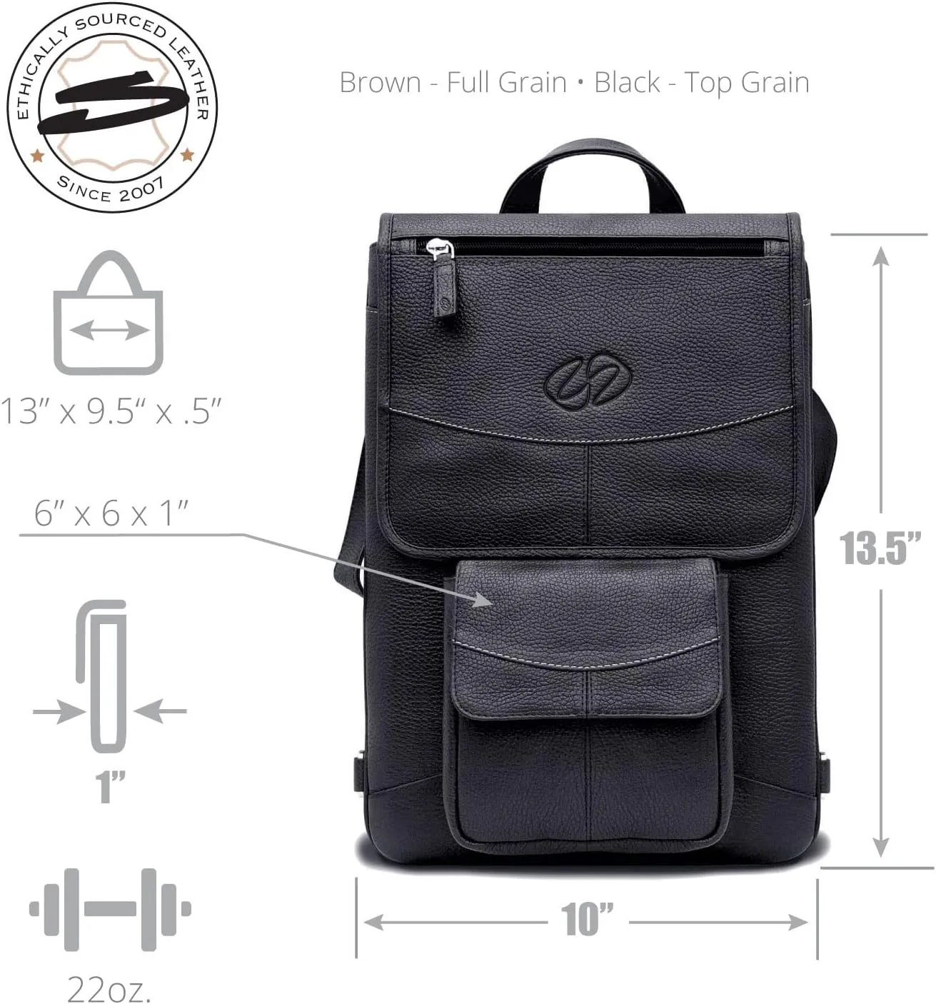 Premium Leather Crossbody Bag, Backpack for 14 MacBook Pro | Protective Carry Case for Apple Laptop BK