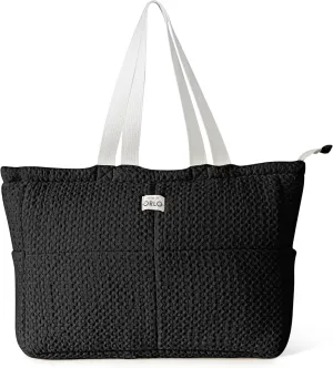 Premium Quilted Waffle Weave Tote Bags for Travel, Gym, Office & Work, Daily Use Bags for Women, Black